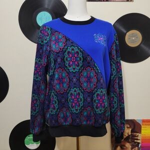 Cape Cod Sportswear | Vintage Funky Floral + Blue Sweatshirt